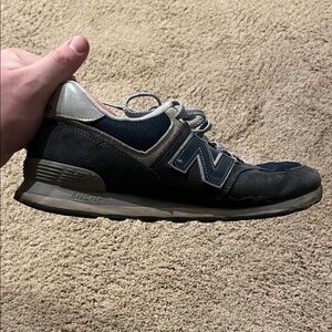 New Balance Men's Navy and Cream Sneakers